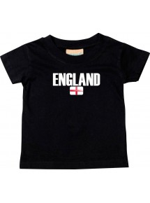 Baby Kids T-Shirt Fußball Ländershirt England, schwarz, 0-6 Monate