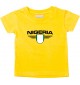 Baby Kinder-Shirt Nigeria, Wappen mit Wunschnamen und Wunschnummer Land, Länder, gelb, 0-6 Monate