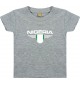 Baby Kinder-Shirt Nigeria, Wappen mit Wunschnamen und Wunschnummer Land, Länder, grau, 0-6 Monate