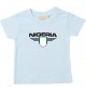 Baby Kinder-Shirt Nigeria, Wappen mit Wunschnamen und Wunschnummer Land, Länder, hellblau, 0-6 Monate