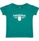 Baby Kinder-Shirt Nigeria, Wappen mit Wunschnamen und Wunschnummer Land, Länder, jade, 0-6 Monate