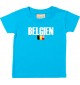 Baby Kids T-Shirt Fußball Ländershirt Belgien, tuerkis, 0-6 Monate