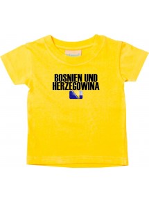 Baby Kids T-Shirt Fußball Ländershirt Bosnien und Herzegowina, gelb, 0-6 Monate
