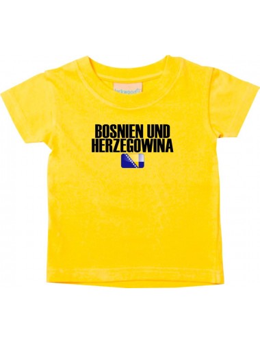 Baby Kids T-Shirt Fußball Ländershirt Bosnien und Herzegowina, gelb, 0-6 Monate