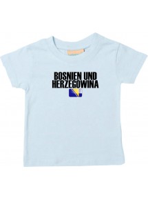 Baby Kids T-Shirt Fußball Ländershirt Bosnien und Herzegowina, hellblau, 0-6 Monate