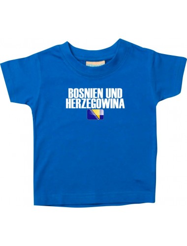 Baby Kids T-Shirt Fußball Ländershirt Bosnien und Herzegowina, royal, 0-6 Monate