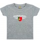 Baby Kinder-Shirt Portugal, Wappen mit Wunschnamen und Wunschnummer Land, Länder, grau, 0-6 Monate