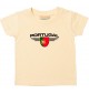 Baby Kinder-Shirt Portugal, Wappen mit Wunschnamen und Wunschnummer Land, Länder, hellgelb, 0-6 Monate