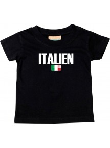 Baby Kids T-Shirt Fußball Ländershirt Italien, schwarz, 0-6 Monate