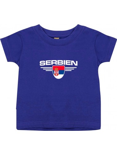 Baby Kinder-Shirt Serbien, Wappen mit Wunschnamen und Wunschnummer Land, Länder, lila, 0-6 Monate