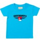 Baby Kinder-Shirt Serbien, Wappen mit Wunschnamen und Wunschnummer Land, Länder, tuerkis, 0-6 Monate