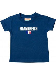 Baby Kids T-Shirt Fußball Ländershirt Frankreich, navy, 0-6 Monate