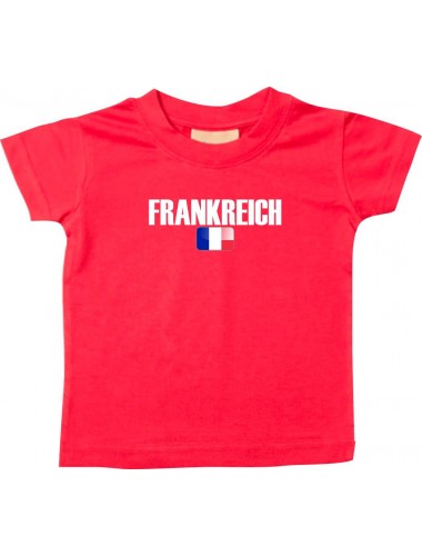 Baby Kids T-Shirt Fußball Ländershirt Frankreich, rot, 0-6 Monate
