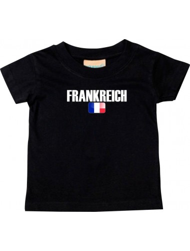 Baby Kids T-Shirt Fußball Ländershirt Frankreich, schwarz, 0-6 Monate
