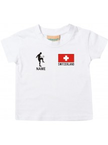 Kinder T-Shirt Fussballshirt Switzerland Schweiz mit Ihrem Wunschnamen bedruckt,