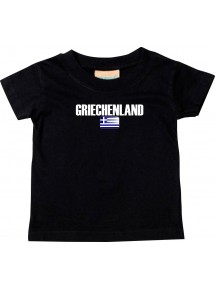 Baby Kids T-Shirt Fußball Ländershirt Griechenland, schwarz, 0-6 Monate