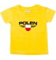 Baby Kinder-Shirt Polen, Wappen mit Wunschnamen und Wunschnummer Land, Länder, gelb, 0-6 Monate