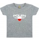 Baby Kinder-Shirt Polen, Wappen mit Wunschnamen und Wunschnummer Land, Länder, grau, 0-6 Monate