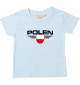 Baby Kinder-Shirt Polen, Wappen mit Wunschnamen und Wunschnummer Land, Länder, hellblau, 0-6 Monate