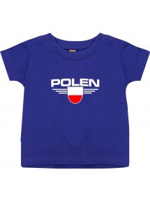 Baby Kinder-Shirt Polen, Wappen mit Wunschnamen und Wunschnummer Land, Länder, lila, 0-6 Monate