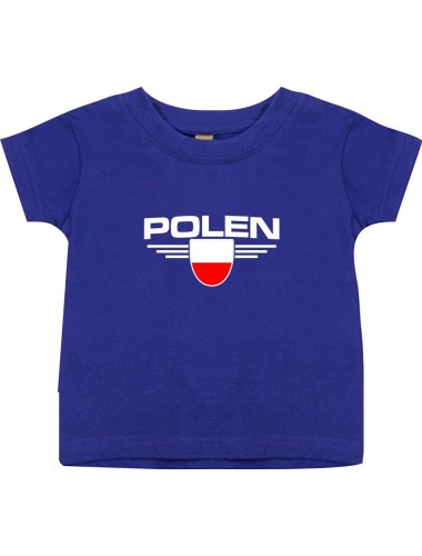 Baby Kinder-Shirt Polen, Wappen mit Wunschnamen und Wunschnummer Land, Länder, lila, 0-6 Monate