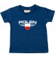 Baby Kinder-Shirt Polen, Wappen mit Wunschnamen und Wunschnummer Land, Länder, navy, 0-6 Monate