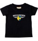 Baby Kinder-Shirt Schweden, Wappen mit Wunschnamen und Wunschnummer Land, Länder, schwarz, 0-6 Monate