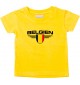 Baby Kinder-Shirt Belgien, Wappen mit Wunschnamen und Wunschnummer Land, Länder, gelb, 0-6 Monate