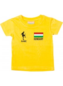 Kinder T-Shirt Fussballshirt Hungary Ungarn mit Ihrem Wunschnamen bedruckt, gelb, 0-6 Monate