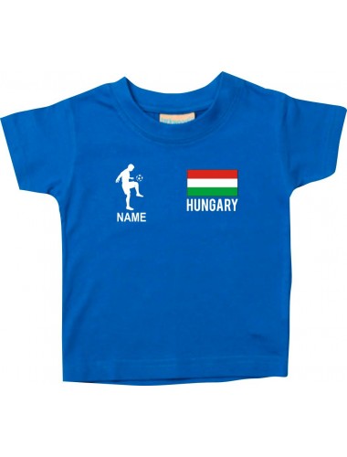 Kinder T-Shirt Fussballshirt Hungary Ungarn mit Ihrem Wunschnamen bedruckt, royal, 0-6 Monate