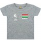 Kinder T-Shirt Fussballshirt Hungary Ungarn mit Ihrem Wunschnamen bedruckt, grau, 0-6 Monate