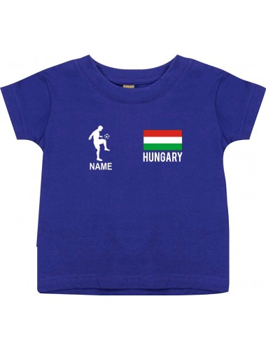 Kinder T-Shirt Fussballshirt Hungary Ungarn mit Ihrem Wunschnamen bedruckt, lila, 0-6 Monate