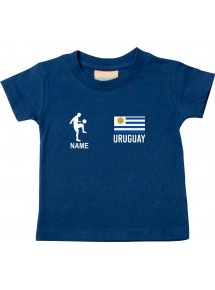 Kinder T-Shirt Fussballshirt Uruguay mit Ihrem Wunschnamen bedruckt, navy, 0-6 Monate
