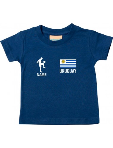 Kinder T-Shirt Fussballshirt Uruguay mit Ihrem Wunschnamen bedruckt, navy, 0-6 Monate