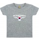 Baby Kinder-Shirt Südkorea, Wappen mit Wunschnamen und Wunschnummer Land, Länder, grau, 0-6 Monate