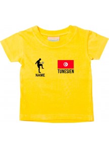 Kinder T-Shirt Fussballshirt Tunesien mit Ihrem Wunschnamen bedruckt, gelb, 0-6 Monate