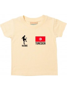 Kinder T-Shirt Fussballshirt Tunesien mit Ihrem Wunschnamen bedruckt, hellgelb, 0-6 Monate