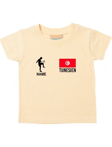 Kinder T-Shirt Fussballshirt Tunesien mit Ihrem Wunschnamen bedruckt, hellgelb, 0-6 Monate