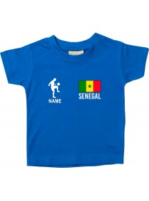 Kinder T-Shirt Fussballshirt Senegal mit Ihrem Wunschnamen bedruckt, royal, 0-6 Monate