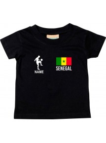 Kinder T-Shirt Fussballshirt Senegal mit Ihrem Wunschnamen bedruckt, schwarz, 0-6 Monate