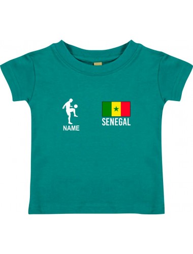 Kinder T-Shirt Fussballshirt Senegal mit Ihrem Wunschnamen bedruckt, jade, 0-6 Monate