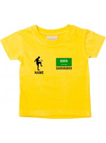 Kinder T-Shirt Fussballshirt Saudiarabien mit Ihrem Wunschnamen bedruckt, gelb, 0-6 Monate