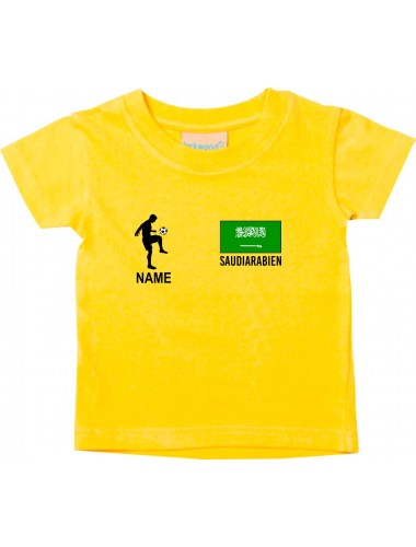Kinder T-Shirt Fussballshirt Saudiarabien mit Ihrem Wunschnamen bedruckt, gelb, 0-6 Monate