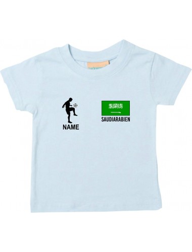 Kinder T-Shirt Fussballshirt Saudiarabien mit Ihrem Wunschnamen bedruckt, hellblau, 0-6 Monate