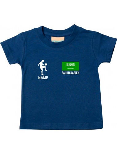Kinder T-Shirt Fussballshirt Saudiarabien mit Ihrem Wunschnamen bedruckt, navy, 0-6 Monate