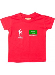 Kinder T-Shirt Fussballshirt Saudiarabien mit Ihrem Wunschnamen bedruckt, rot, 0-6 Monate