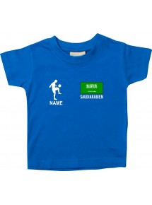 Kinder T-Shirt Fussballshirt Saudiarabien mit Ihrem Wunschnamen bedruckt, royal, 0-6 Monate