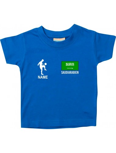 Kinder T-Shirt Fussballshirt Saudiarabien mit Ihrem Wunschnamen bedruckt, royal, 0-6 Monate
