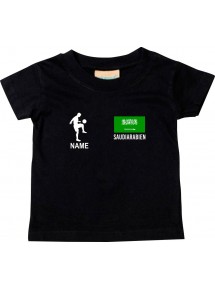 Kinder T-Shirt Fussballshirt Saudiarabien mit Ihrem Wunschnamen bedruckt, schwarz, 0-6 Monate