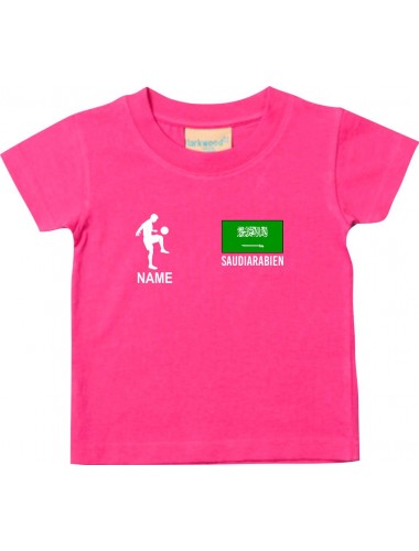 Kinder T-Shirt Fussballshirt Saudiarabien mit Ihrem Wunschnamen bedruckt, pink, 0-6 Monate